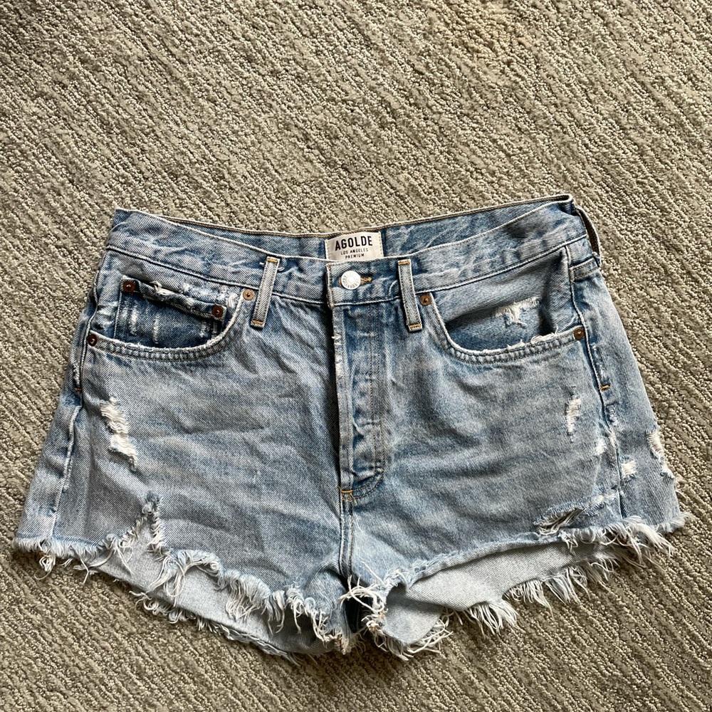 Agolde light wash Parker shorts